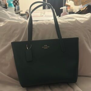 Coach Green Zip Top Tote Bag